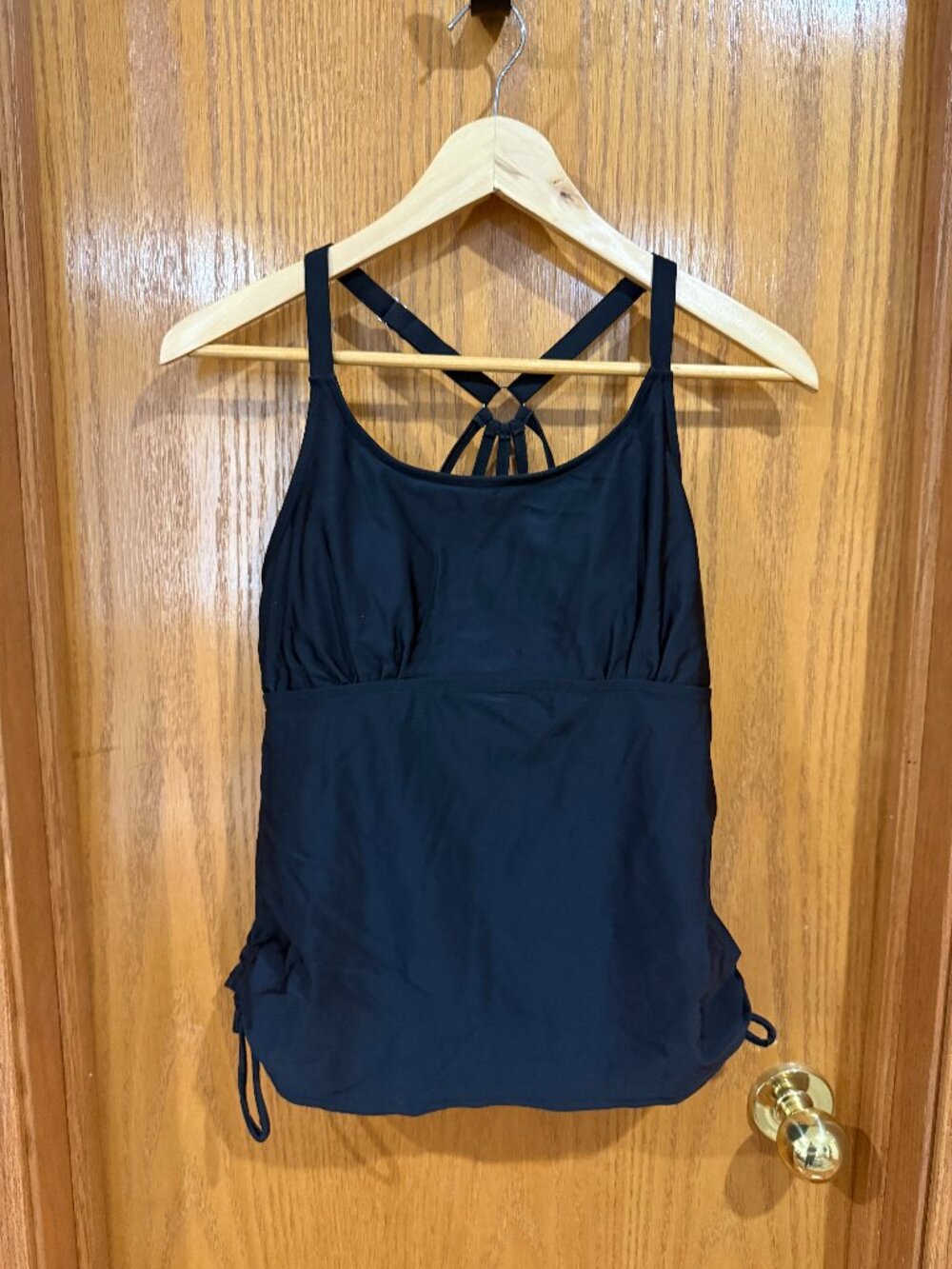Swimwear Black Tankini Top Size Small Criss Cross Back